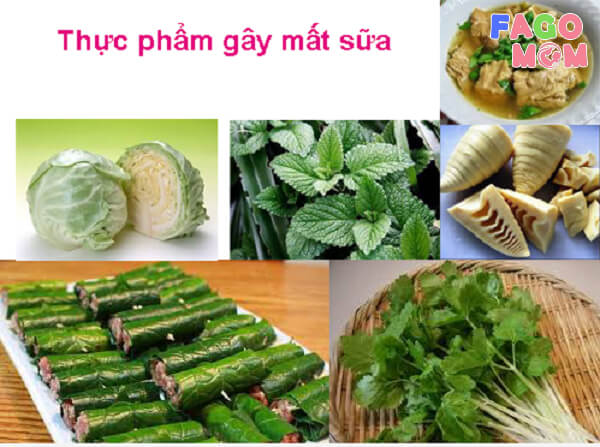 Sử dụng thực phẩm gây ra mất sữa
